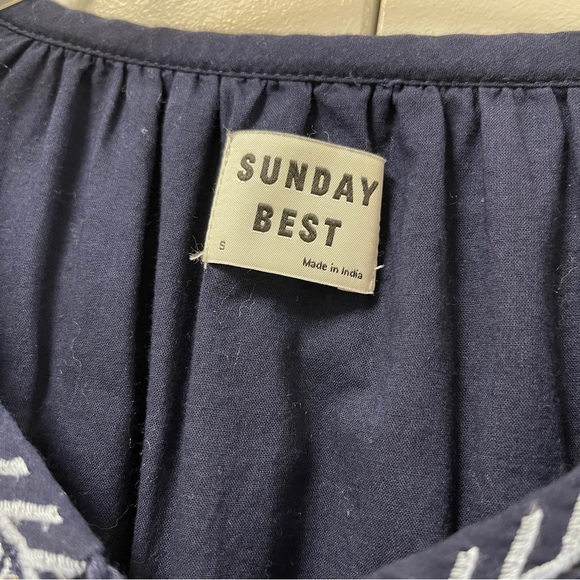 Sunday Best Navy Long Sleeve Dress with Gold Accents - Picture 6 of 12